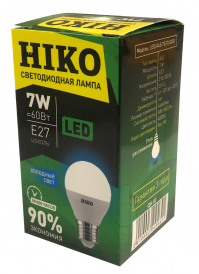 Лампа светодиодная HIKO шар 7Вт E27 4000K QH02